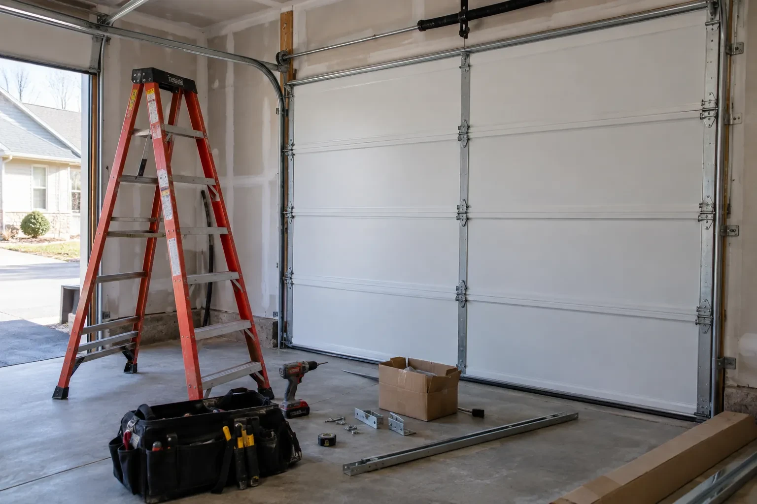 Illustrative garage doors scene