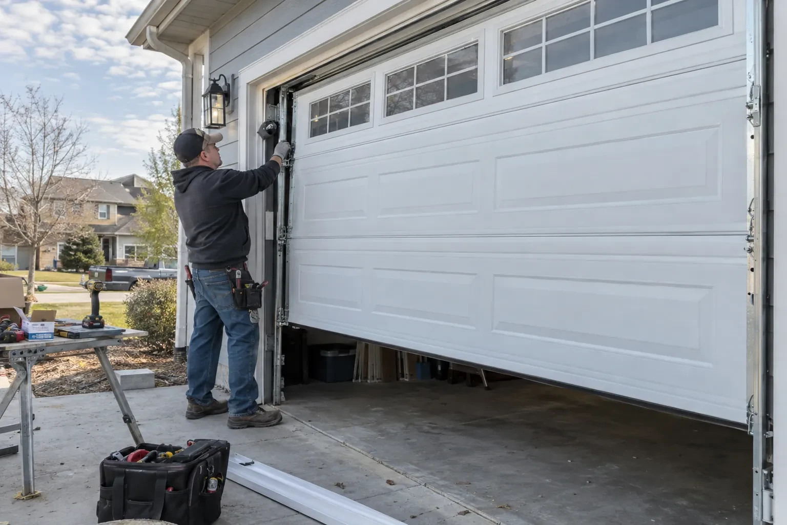 Illustrative garage doors scene